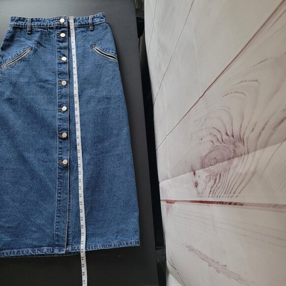 M. BECHIC denim Boutique Button-Down Maxi Denim Jean Skirt Women’s M, Like New - Picture 9 of 9